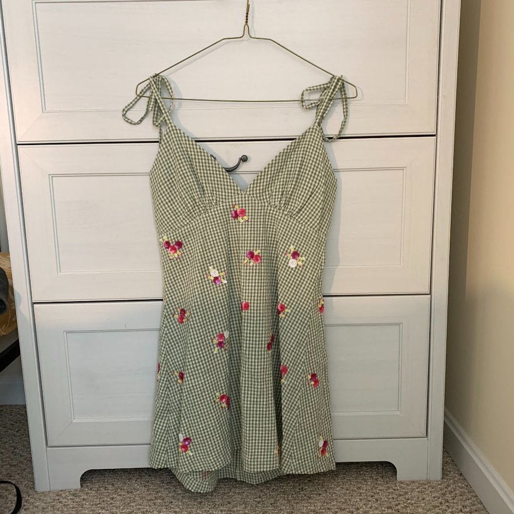 NWT Revolve LPA mini dress in gingham green